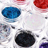 Maxbell 12Pcs Colorful Strips Nail Glitter Sequins Paillette Tips for Nail Hair Face