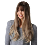 Maxbell 24" Women's Gradual Change Long Straight Heat Resistant Synthetic Full Wigs