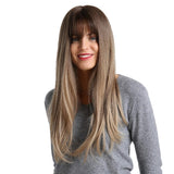 Maxbell 24" Women's Gradual Change Long Straight Heat Resistant Synthetic Full Wigs