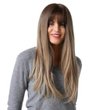 Maxbell 24" Women's Gradual Change Long Straight Heat Resistant Synthetic Full Wigs