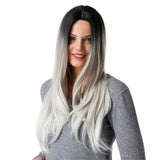 Maxbell 26 inch Women Long Wavy Middle Part Heat Safe Synthetic Daily Cosplay Wig 01