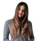 Maxbell 26 inch Women Long Wavy Middle Part Heat Safe Synthetic Daily Cosplay Wig 03