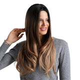 Maxbell 26 inch Women Long Wavy Middle Part Heat Safe Synthetic Daily Cosplay Wig 03