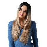 Maxbell 26 inch Women Long Wavy Middle Part Heat Safe Synthetic Daily Cosplay Wig 04