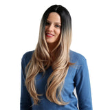 Maxbell 26 inch Women Long Wavy Middle Part Heat Safe Synthetic Daily Cosplay Wig 04
