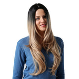 Maxbell 26 inch Women Long Wavy Middle Part Heat Safe Synthetic Daily Cosplay Wig 04