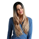 Maxbell 26 inch Women Long Wavy Middle Part Heat Safe Synthetic Daily Cosplay Wig 04