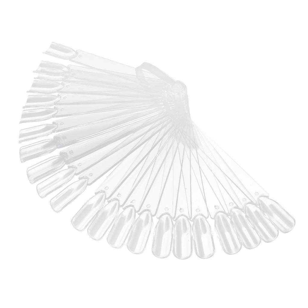 Maxbell 24pcs Pro Nails Tips Nail Polish Color False Nail Display Chart Sticks Clear