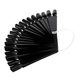 Maxbell 32pcs Fan Shape Nail Art Tips Display Ring Polish Board Practice Stick Black