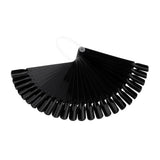 Maxbell 32pcs Fan Shape Nail Art Tips Display Ring Polish Board Practice Stick Black