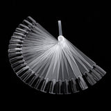 Maxbell 32pcs Fan Shape Nail Art Tips Display Ring Polish Board Practice Stick Clear