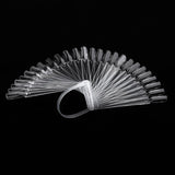 Maxbell 32pcs Fan Shape Nail Art Tips Display Ring Polish Board Practice Stick Clear