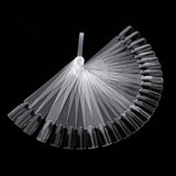 Maxbell 32pcs Fan Shape Nail Art Tips Display Ring Polish Board Practice Stick Clear