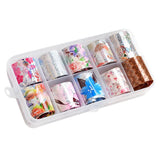 Maxbell 10 Designs/box Nail Art Decoration Iridescent Star Stickers Mixed Style 08
