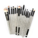 Maxbell 15PC Makeup Brushes Beauty Applicator for Foundation Blending Powder Silver