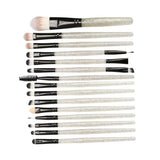 Maxbell 15PC Makeup Brushes Beauty Applicator for Foundation Blending Powder Silver