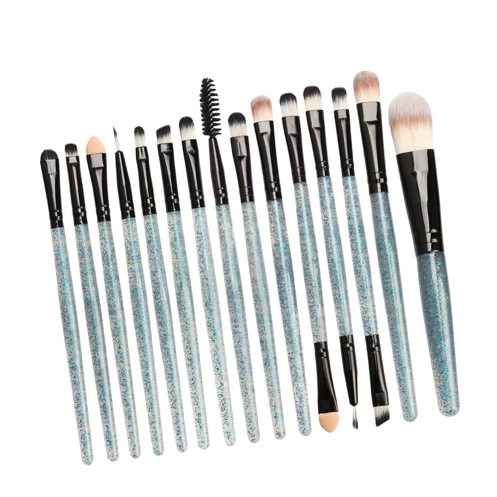 15PC Makeup Brushes Beauty Applicator for Foundation Blending Powder Black