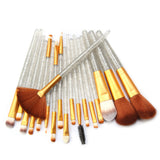 Maxbell 18 Pieces Cosmetic Brushes Set for Foundation Powder Concealer Silver-Golden