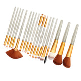 Maxbell 18 Pieces Cosmetic Brushes Set for Foundation Powder Concealer Silver-Golden