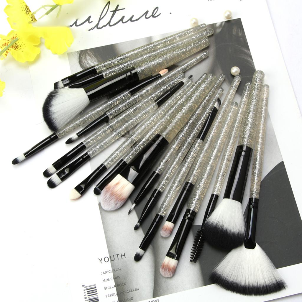 Maxbell 18 Pieces Cosmetic Brushes Set for Foundation Powder Concealer Silver-Black