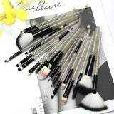 Maxbell 18 Pieces Cosmetic Brushes Set for Foundation Powder Concealer Silver-Black