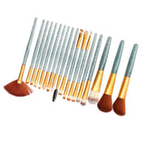 Maxbell 18 Pieces Cosmetic Brushes Set for Foundation Powder Concealer Blue-Golden