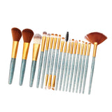 Maxbell 18 Pieces Cosmetic Brushes Set for Foundation Powder Concealer Blue-Golden
