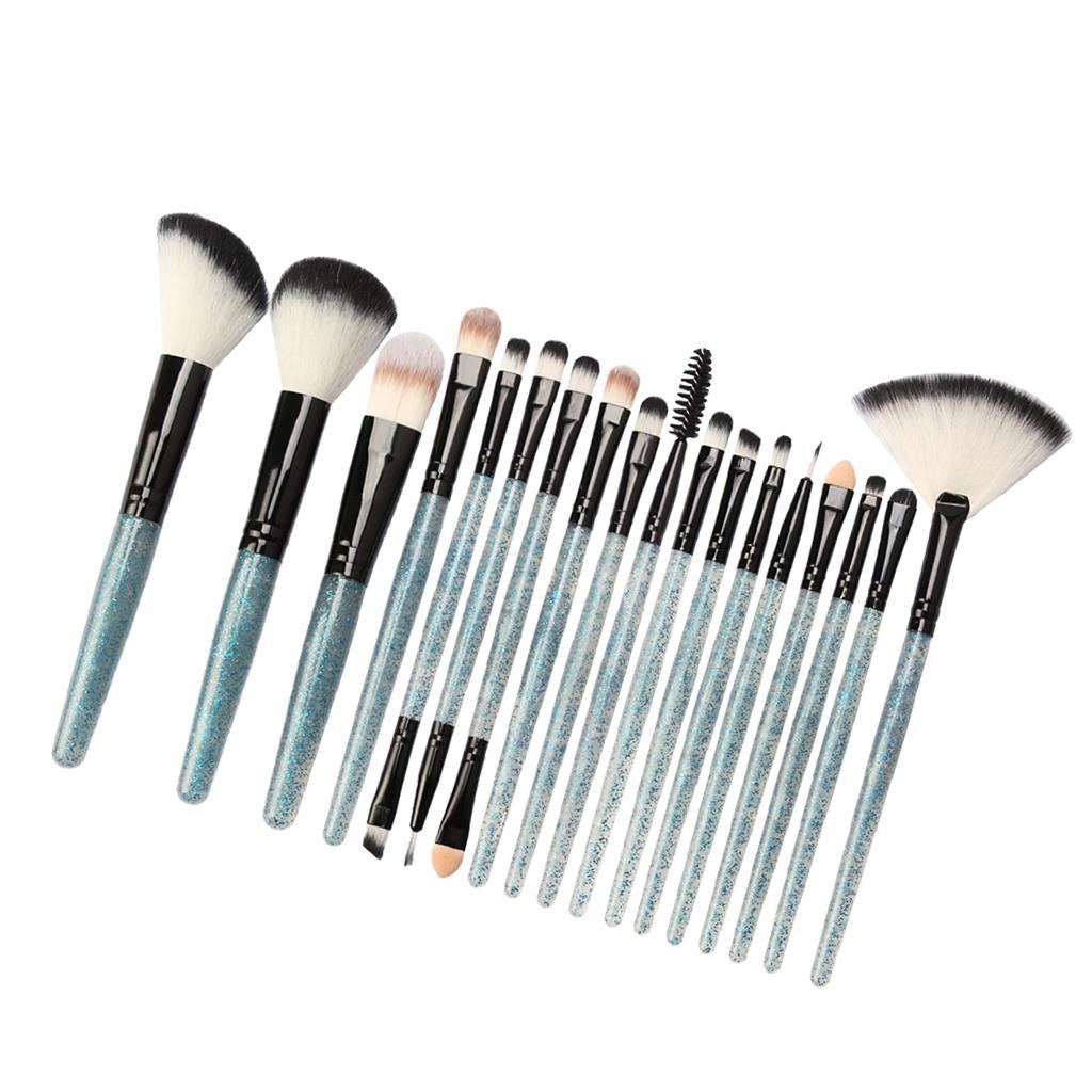 Maxbell 18 Pieces Cosmetic Brushes Set for Foundation Powder Concealer Blue-Black