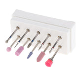 Maxbell 10x Nail Art Drill Bits Brush Set Manicure Polishing Head with Storage Case