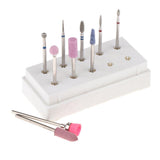 Maxbell 10x Nail Art Drill Bits Brush Set Manicure Polishing Head with Storage Case