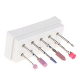 Maxbell 10x Nail Art Drill Bits Brush Set Manicure Polishing Head with Storage Case