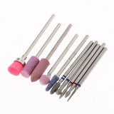 Maxbell 10x Nail Art Drill Bits Brush Set Manicure Polishing Head with Storage Case