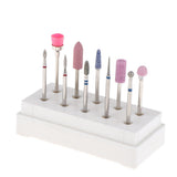 Maxbell 10x Nail Art Drill Bits Brush Set Manicure Polishing Head with Storage Case