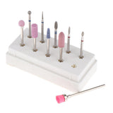 Maxbell 10x Nail Art Drill Bits Brush Set Manicure Polishing Head with Storage Case