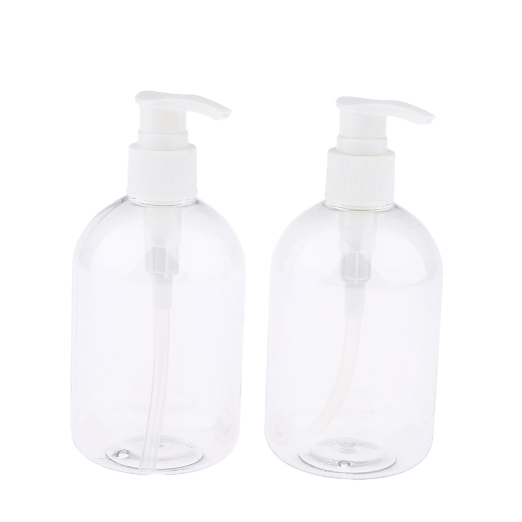 Maxbell 2pcs Empty Cosmetic Pump Dispenser PET Plastic Bottle 350ml 350ml White Pump