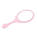 Maxbell Antique Handheld Mirror with Embossed Rose Design for Makeup Light Pink