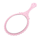 Maxbell Antique Handheld Mirror with Embossed Rose Design for Makeup Light Pink