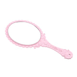 Maxbell Antique Handheld Mirror with Embossed Rose Design for Makeup Light Pink
