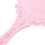 Maxbell Antique Handheld Mirror with Embossed Rose Design for Makeup Light Pink