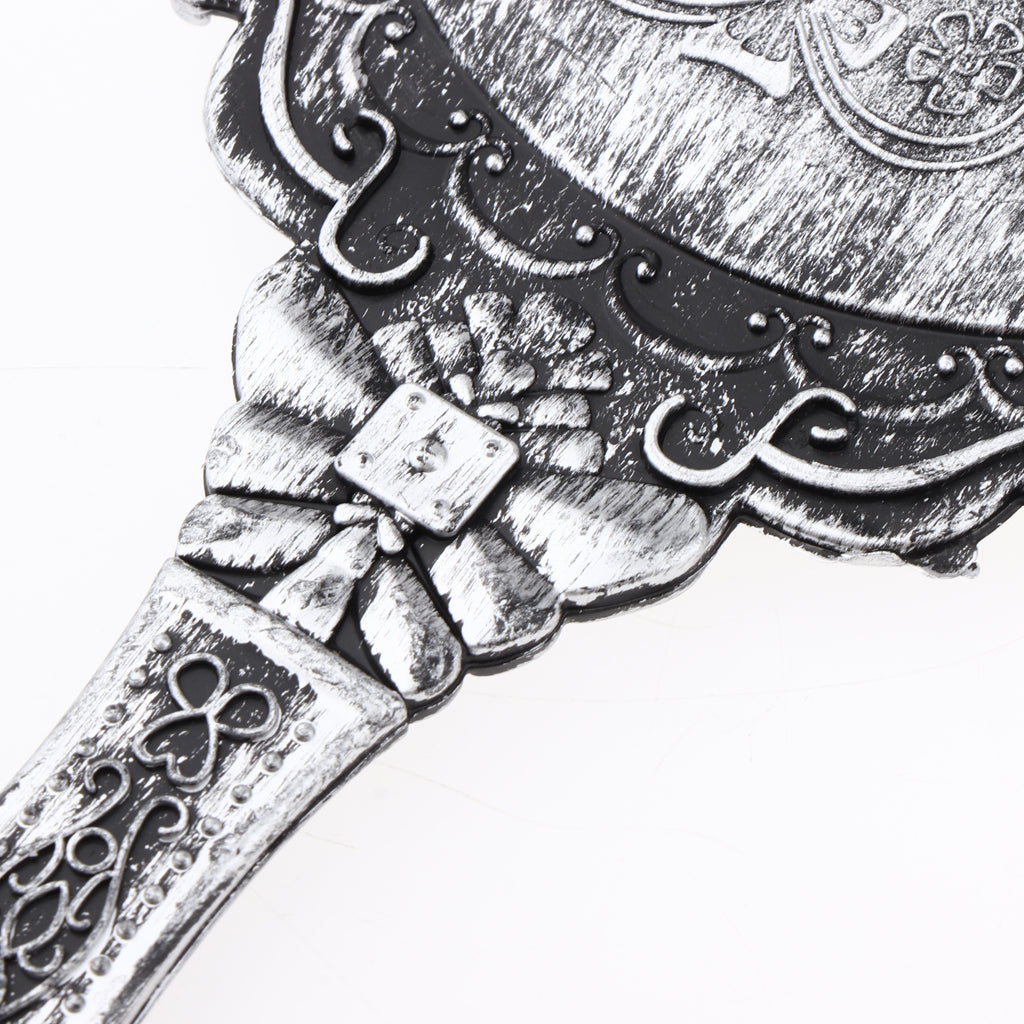 Antique Handheld Mirror with Embossed Rose Design for Makeup Antique Silver
