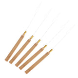 Maxbell 5 Pieces Wooden Handle Hair Extensions Loop Needle Threader Pulling Tool Kit