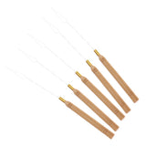 Maxbell 5 Pieces Wooden Handle Hair Extensions Loop Needle Threader Pulling Tool Kit