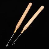 Maxbell 6Pcs Wooden Hair Extensions Loop Needle and Threader Hook Pulling Tools Set