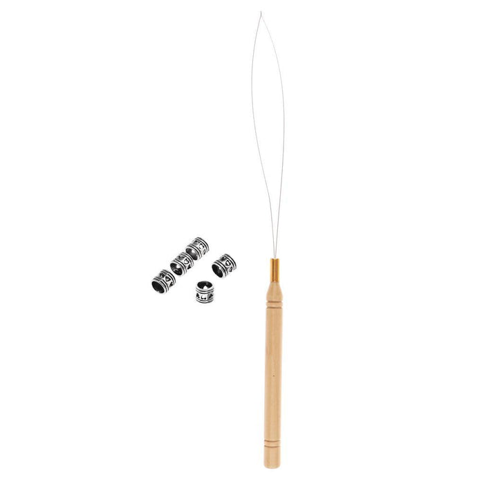 Maxbell 5Pcs Hair Braid Bead Hair Extensions Decoration + Wire Pulling Hook Tool 05 - Aladdin Shoppers