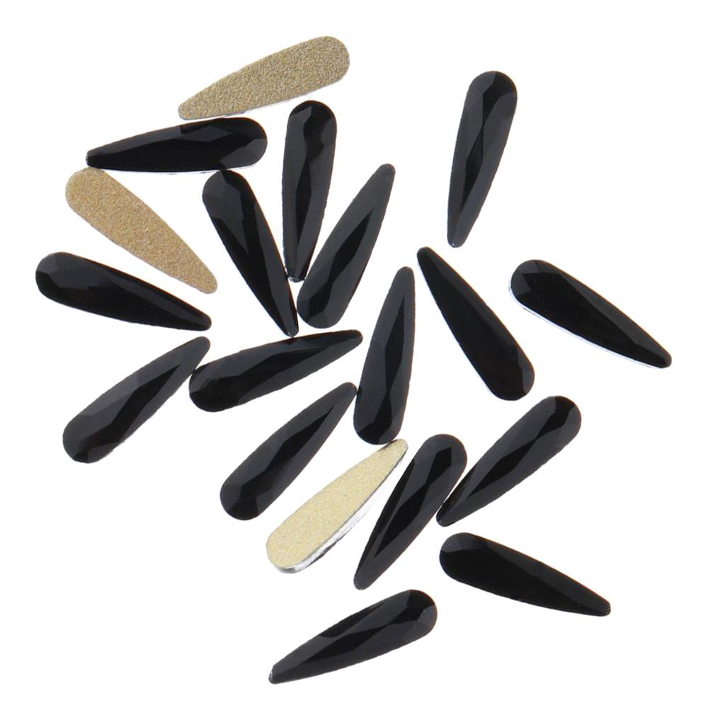 Maxbell 20pcs Water Drop Nail Art Rhinestone Flatback Crystal Small Beads Black