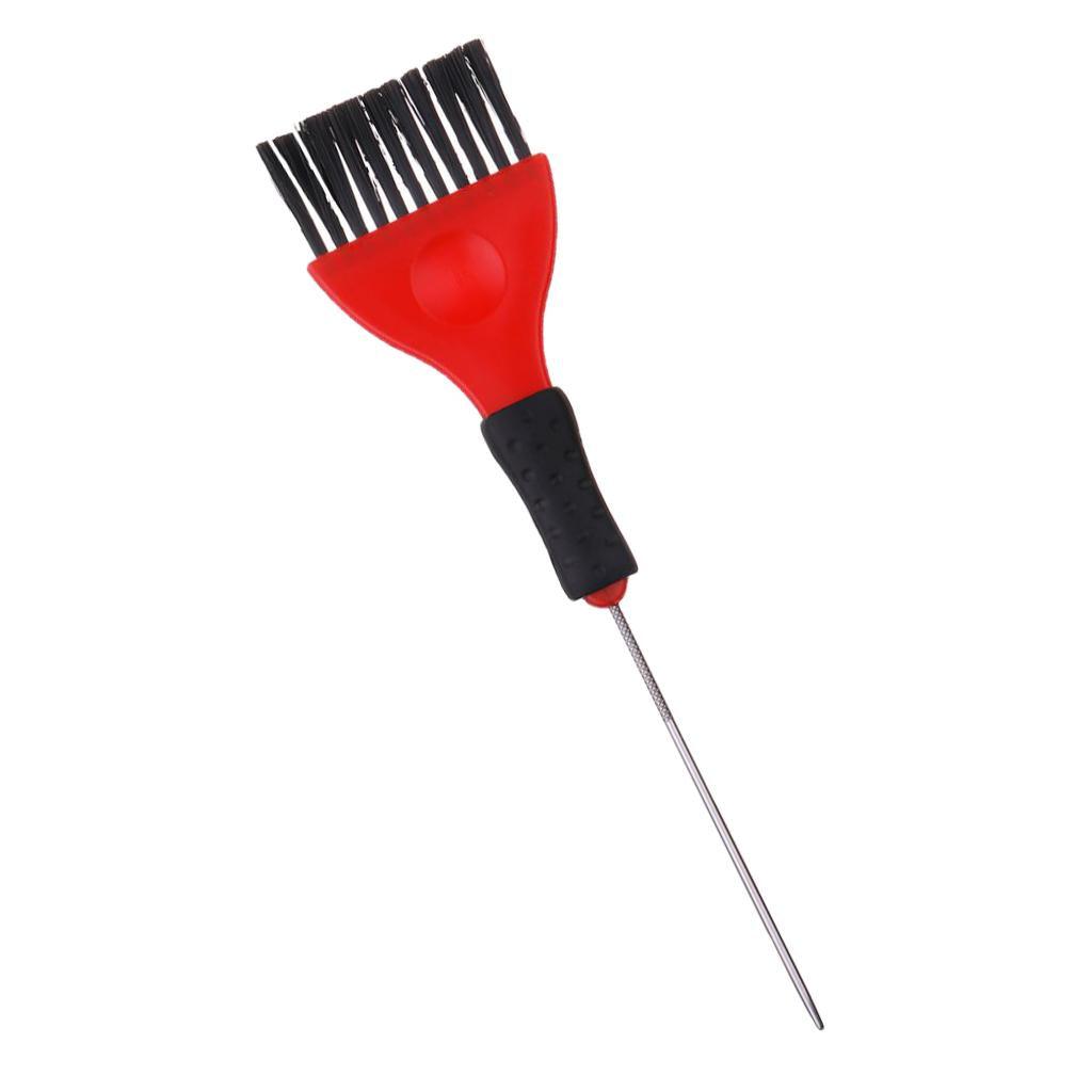 Maxbell Hair Tint Brush with Metal Pin Tail, Red & Black, Long Handle, Professional Hair Dye Applicator Brush - Aladdin Shoppers