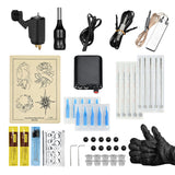 Maxbell Complete Tattoo Kit Rotary Tattoo Machine Power Supply Ink Cup Needle Set Black