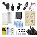 Maxbell Complete Tattoo Kit Rotary Tattoo Machine Power Supply Ink Cup Needle Set Black