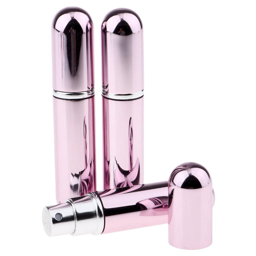 Maxbell 3x 5ml Empty Glass Spray Bottle Pump Fine Mist Perfume Atomizer shiny pink