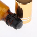 Maxbell 6x 2mL Empty Roller Bottle w/ Glass Ball for Essential Oils  Gold Lids